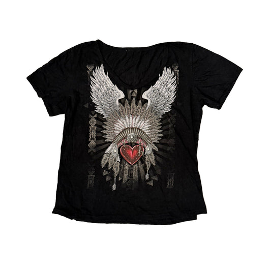 Black Aztec Embellished Baby Tee