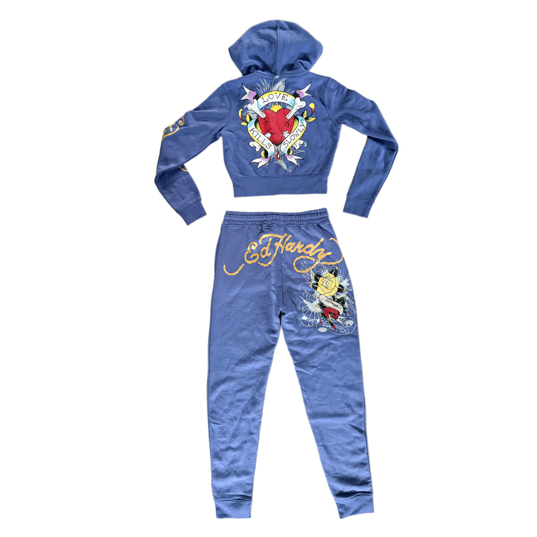 Ed Hardy Blue Tracksuit Set