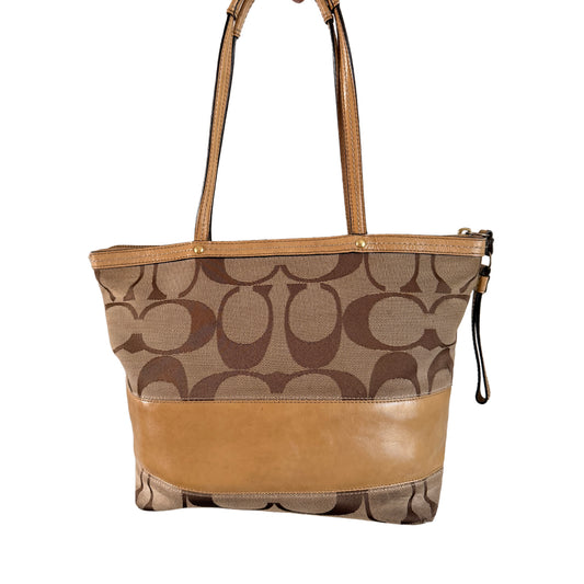 Beige Patterned Coach Bag