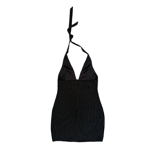 Motel Pinstripe Halter Mini Dress