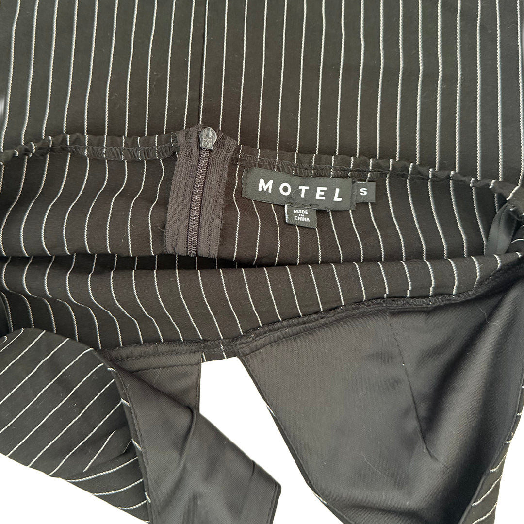 Motel Pinstripe Halter Mini Dress