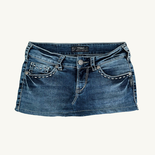 Silver Denim Upcycled Skirt