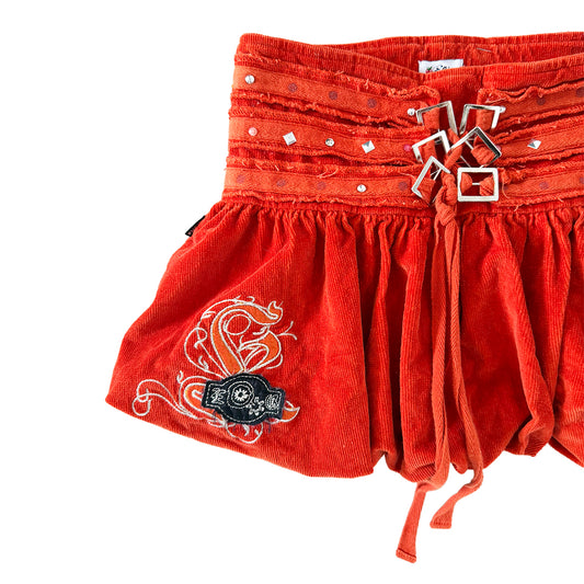 Y2K Orange Cord Mini Skirt