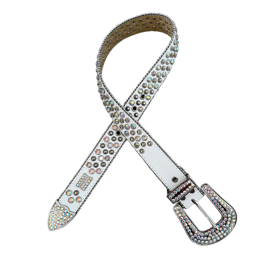 BB Simon Embellished Belt - White