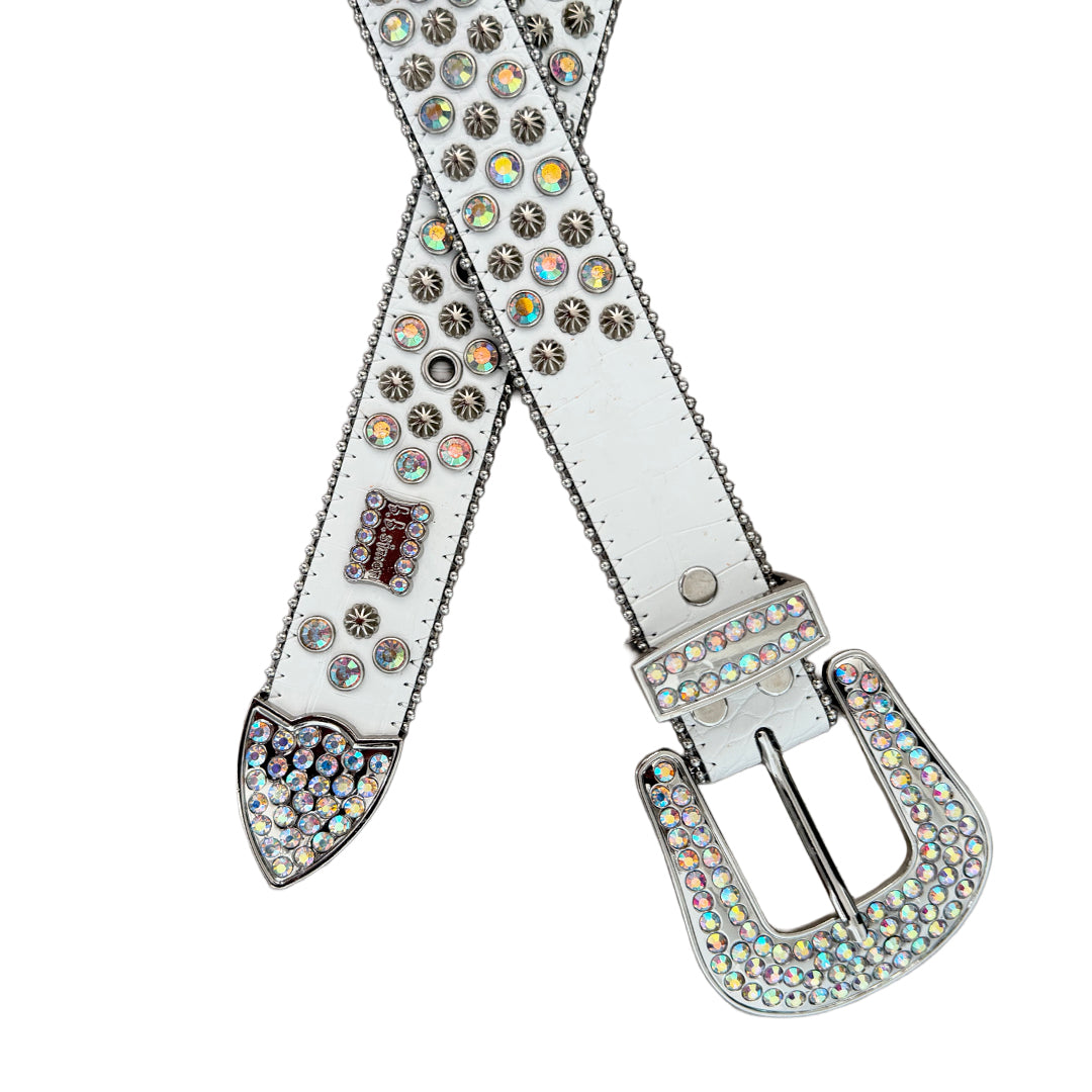 BB Simon Embellished Belt - White