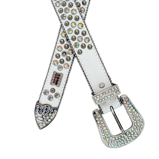 BB Simon Embellished Belt - White