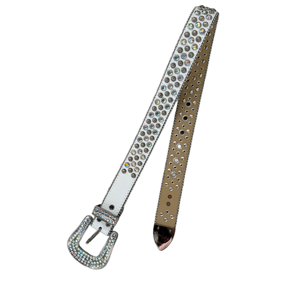 BB Simon Embellished Belt - White