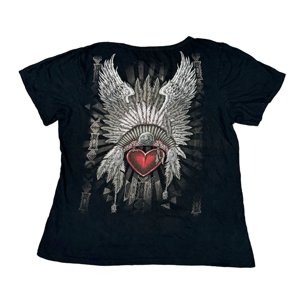 Black Aztec Embellished Baby Tee