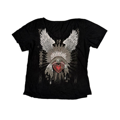 Black Aztec Embellished Baby Tee
