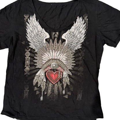 Black Aztec Embellished Baby Tee