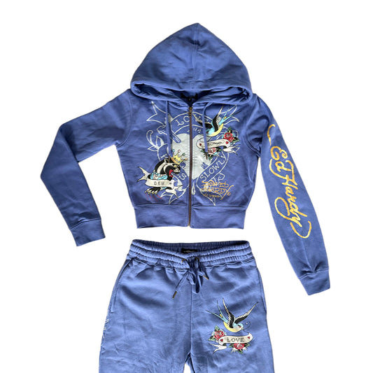Ed Hardy Blue Tracksuit Set