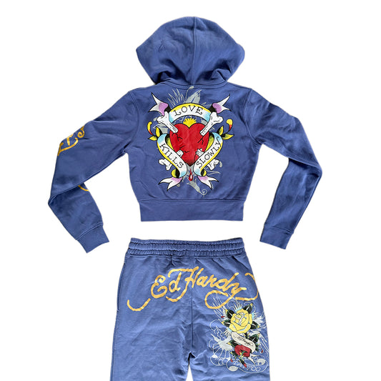 Ed Hardy Blue Tracksuit Set