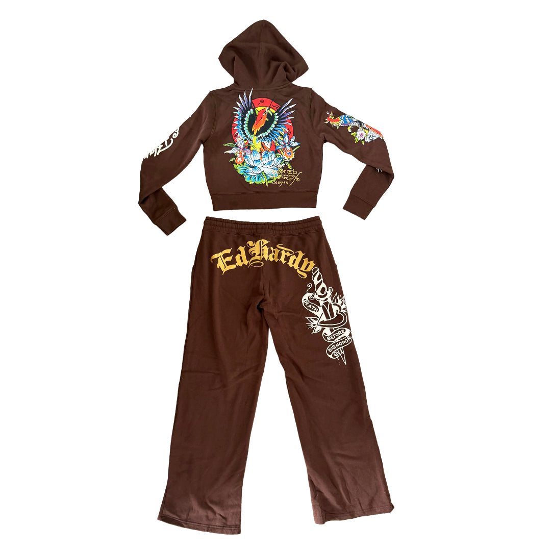 Ed Hardy Brown Tracksuit Set
