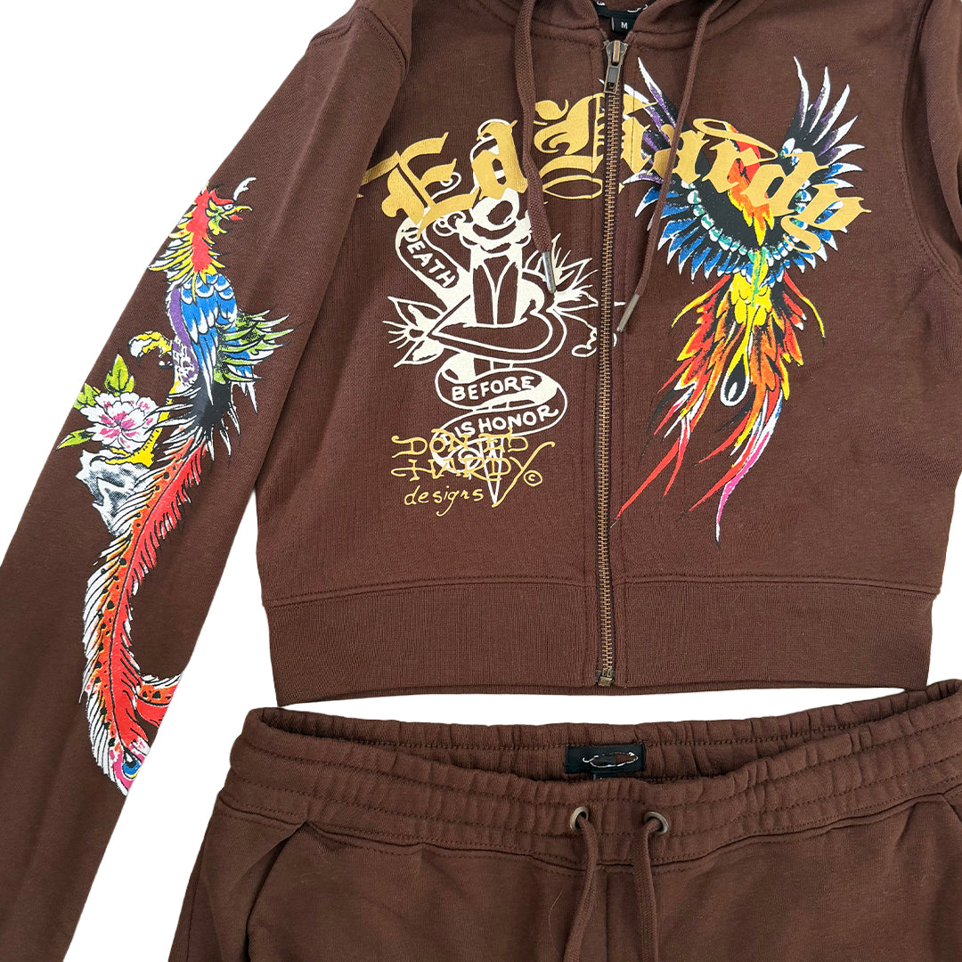Ed Hardy Brown Tracksuit Set