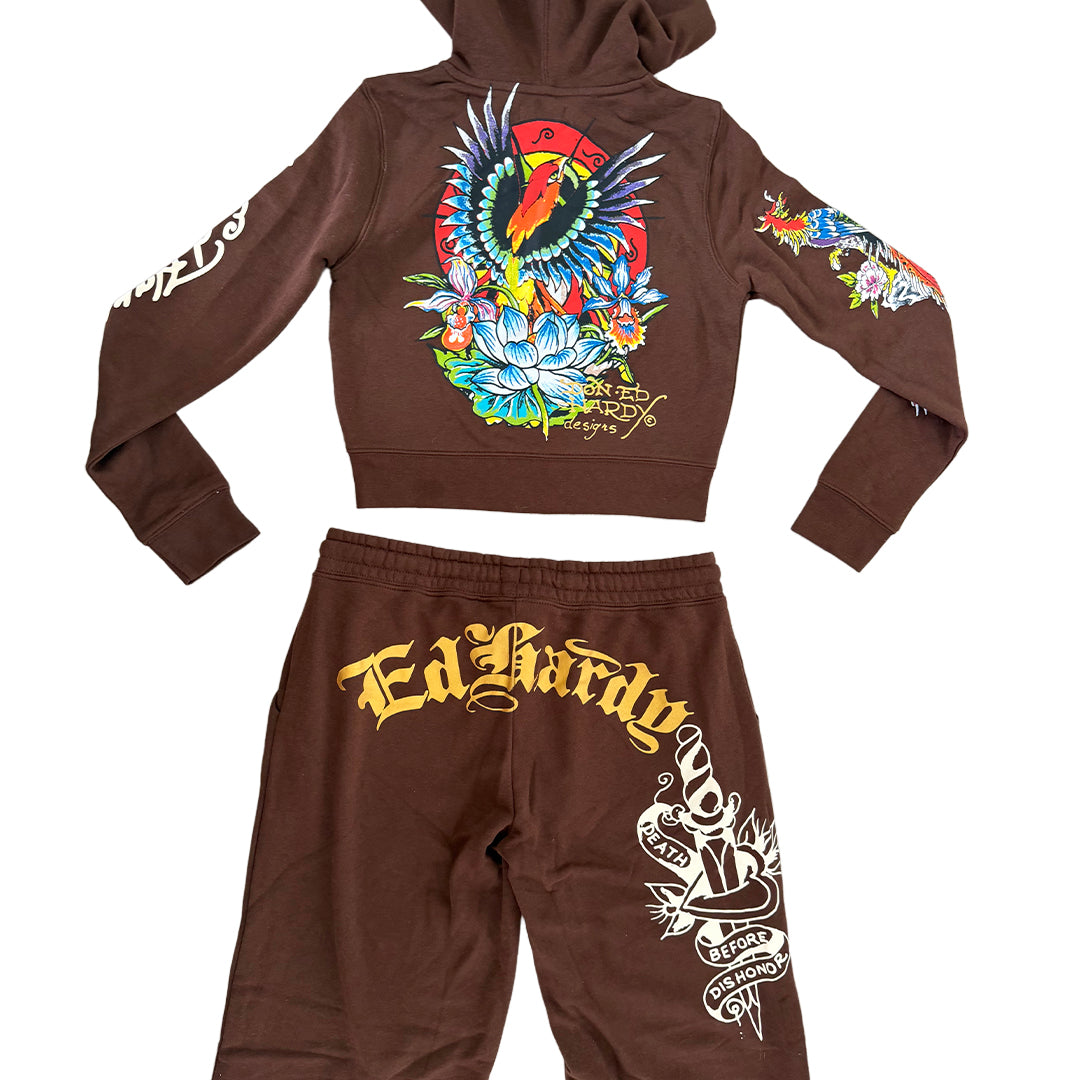 Ed Hardy Brown Tracksuit Set