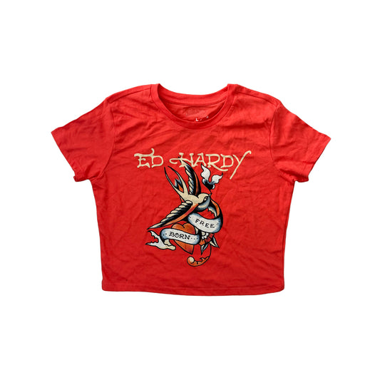 Ed Hardy Orange 'Bird' Baby Tee