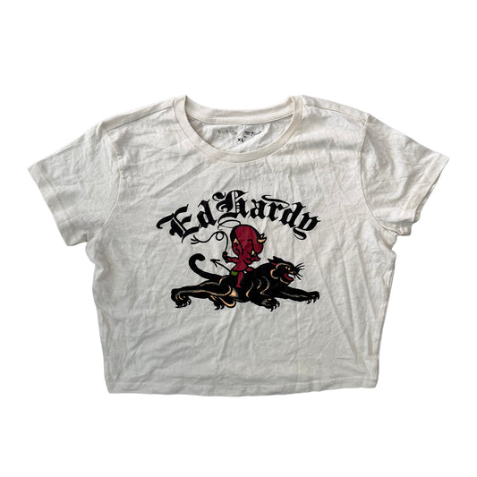 Ed Hardy White 'Devil' Baby Tee