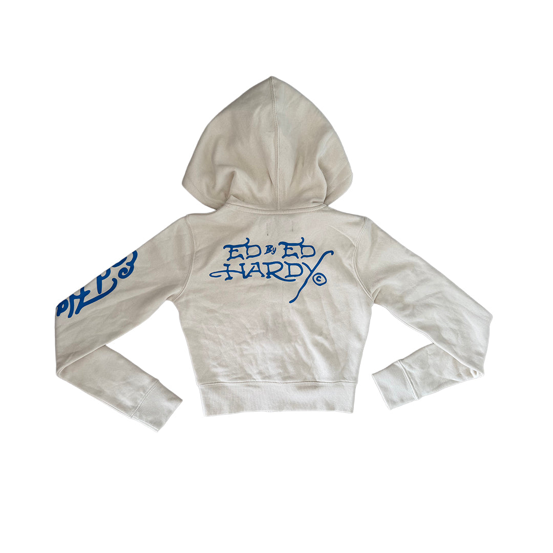 Ed Hardy White Cropped Hoodie