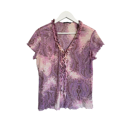 Y2K Jacquie Purple mesh blouse