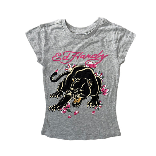 Ed Hardy Grey 'Panther' Baby Tee