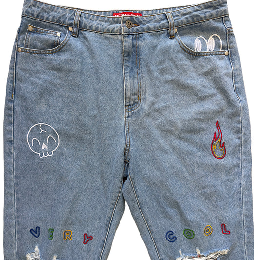 'Very Cool' Embroidered Jeans