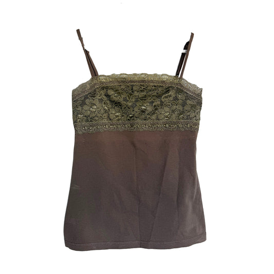 Y2K Khaki lace singlet